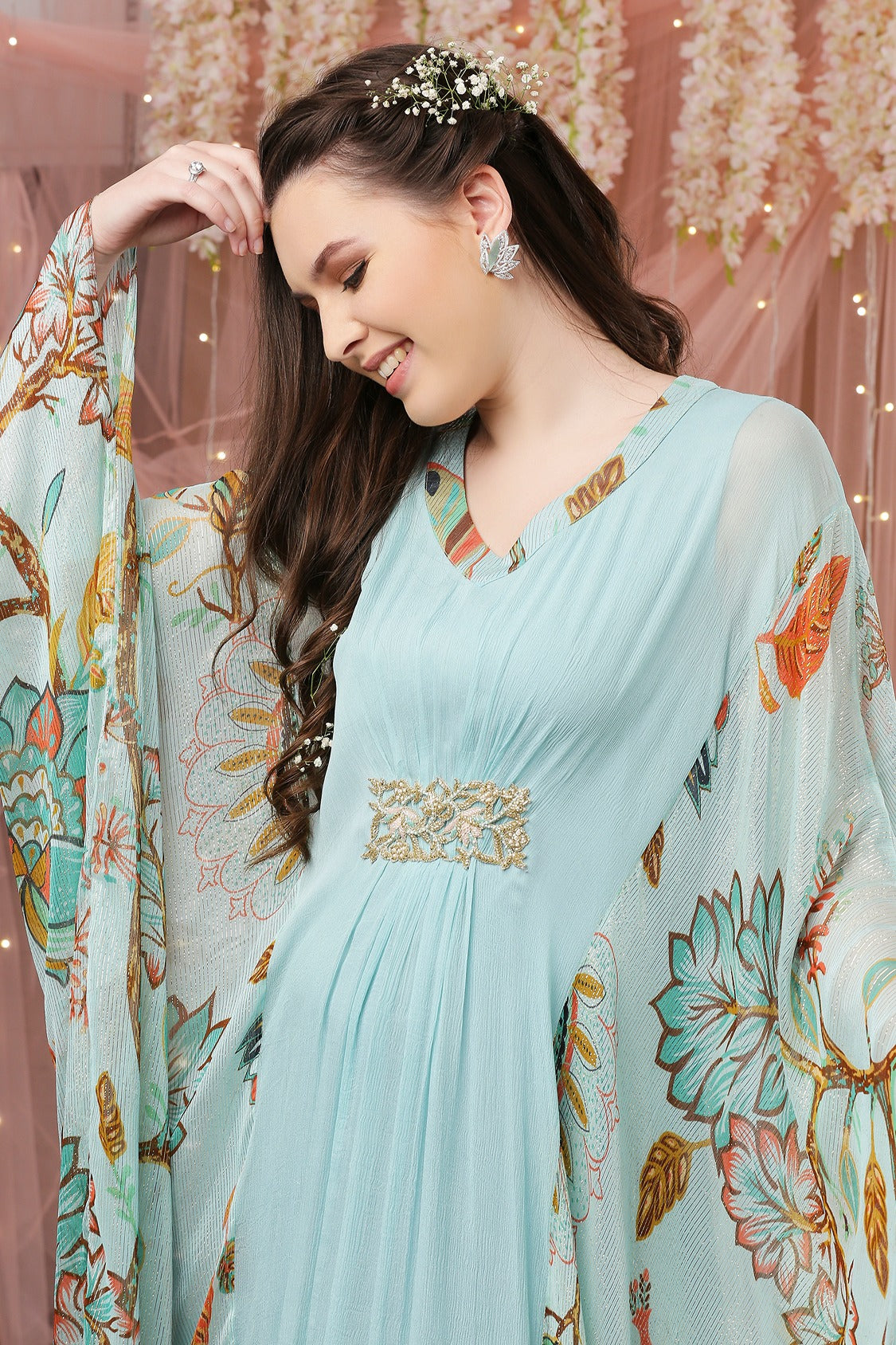 Aqua Lurex Kaftan