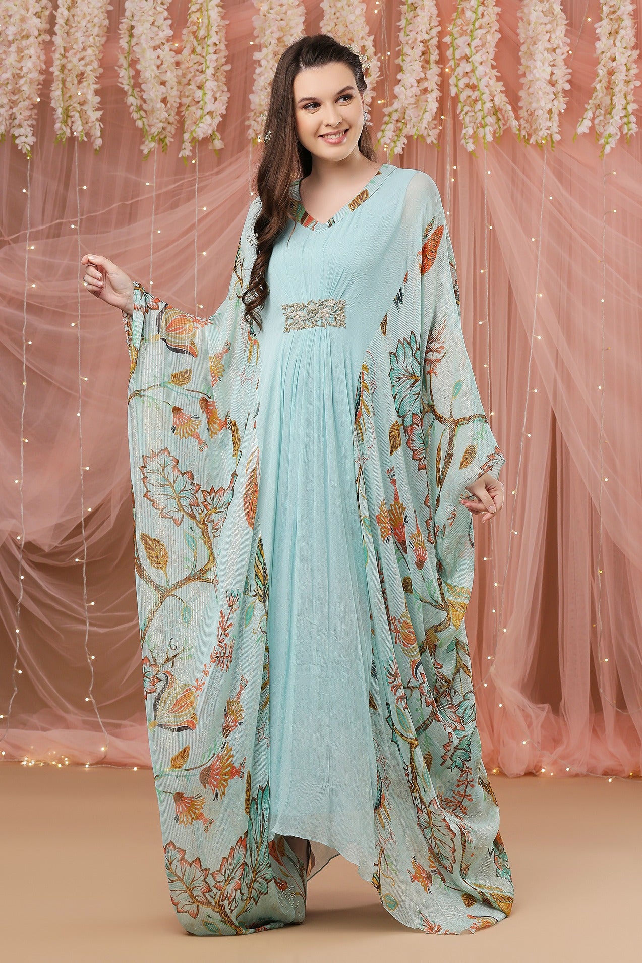 Aqua Lurex Kaftan