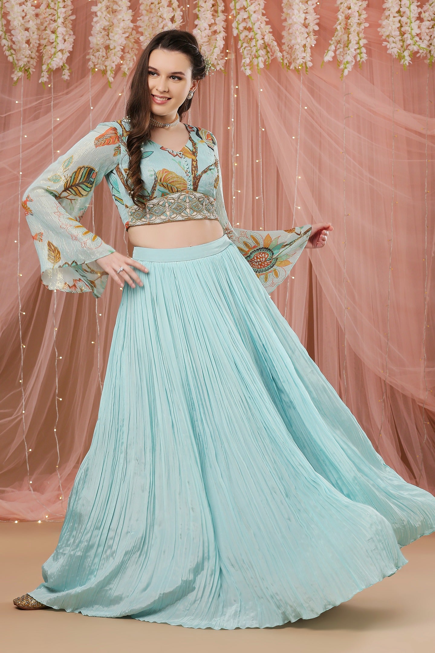 Aqua Angel Sleeves Lehenga