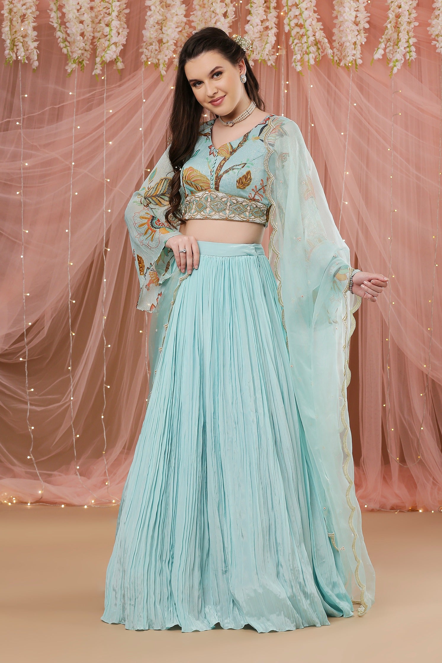 Aqua Angel Sleeves Lehenga