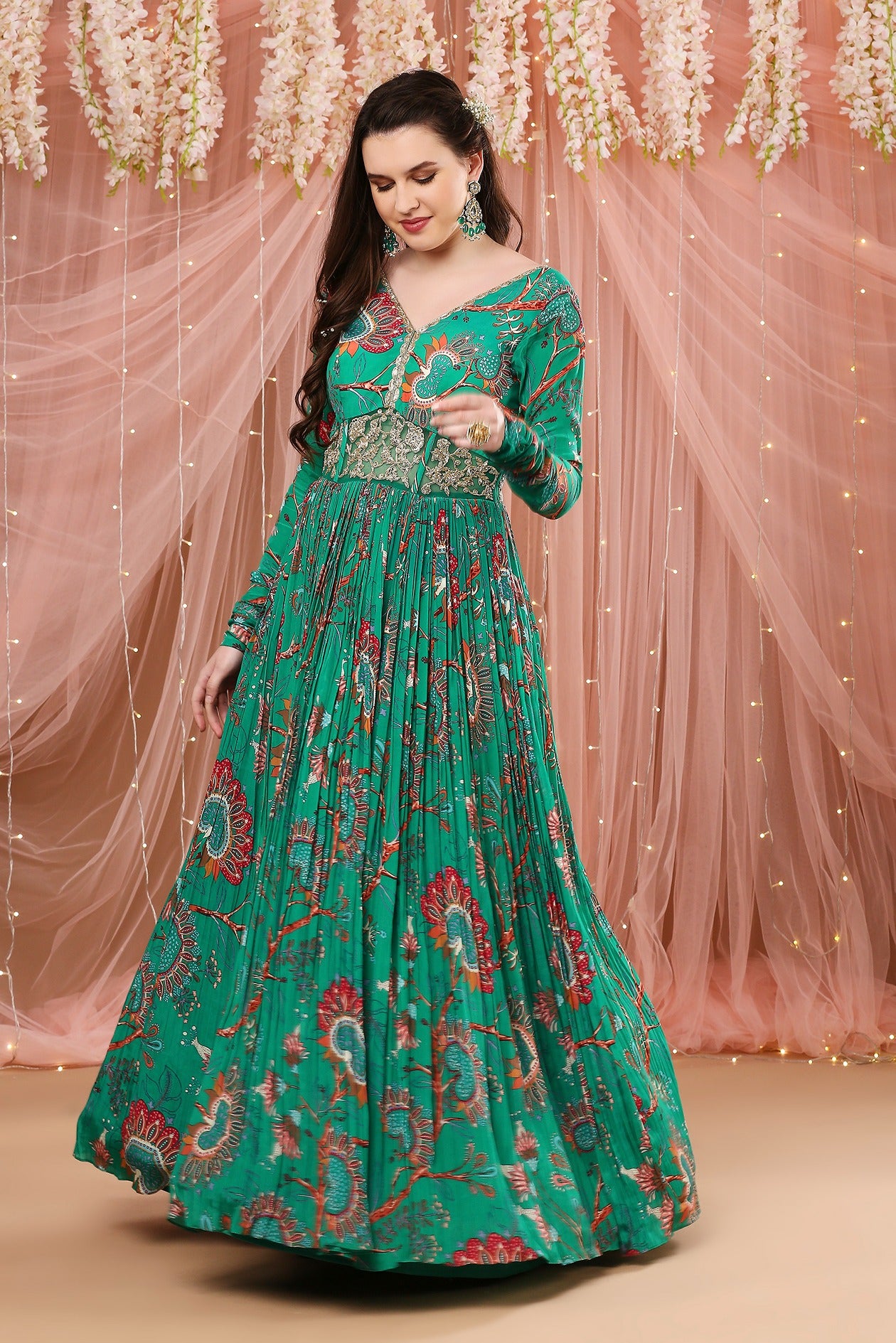 Jade Green Full sleeves Anarkali