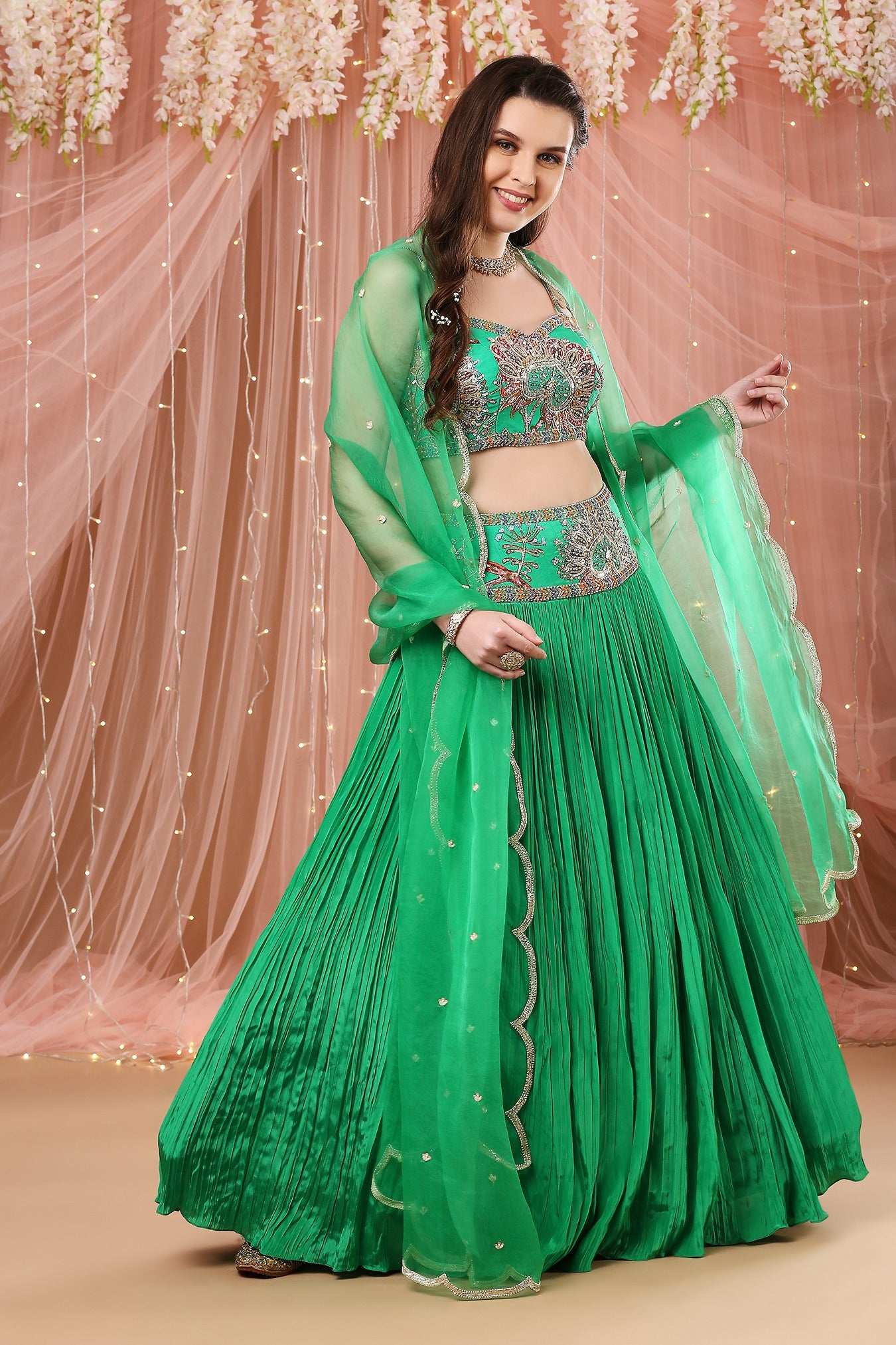 Jade Green Bustier lehenga