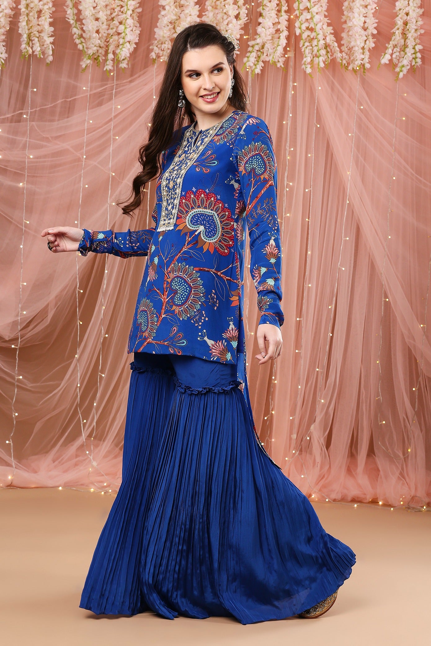 Cobalt blue high low gharara